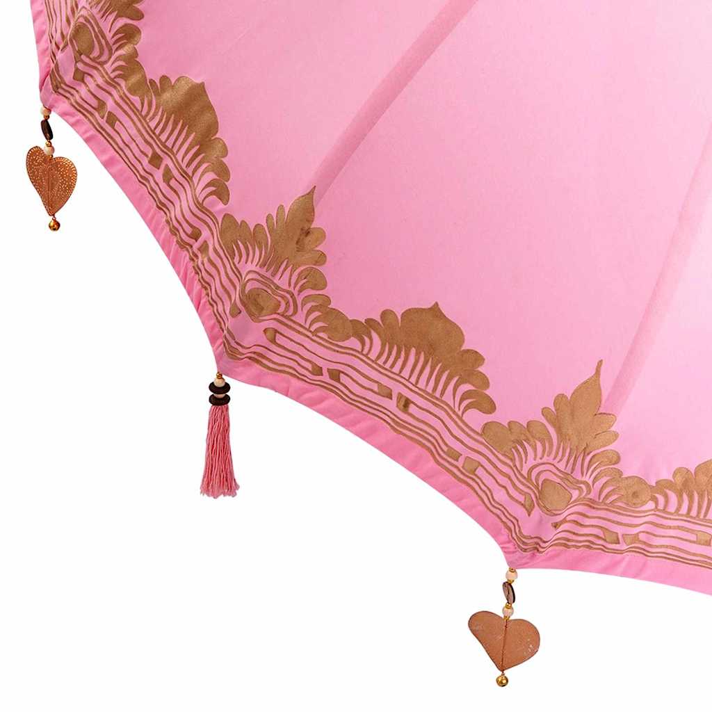 vidaXL Balinese Parasol Pink 180-190 cm Cotton and solid wood