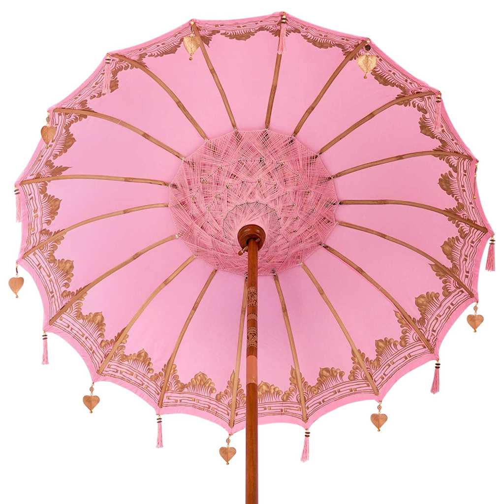 vidaXL Balinese Parasol Pink 180-190 cm Cotton and solid wood