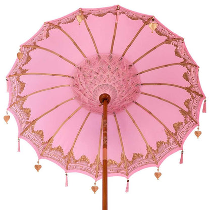 vidaXL Balinese Parasol Pink 180-190 cm Cotton and solid wood
