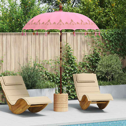 vidaXL Balinese Parasol Pink 180-190 cm Cotton and solid wood