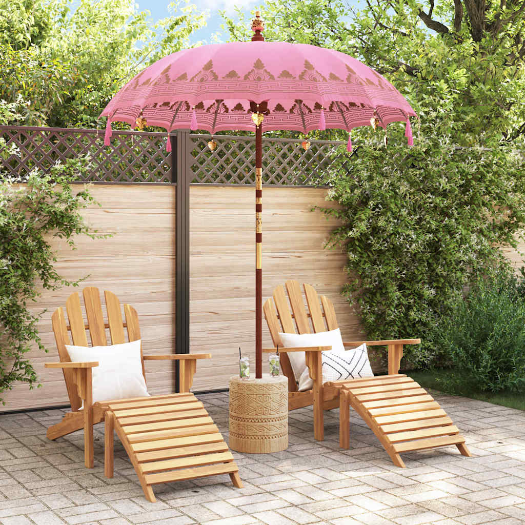 vidaXL Balinese Parasol Pink 180-190 cm Cotton and solid wood