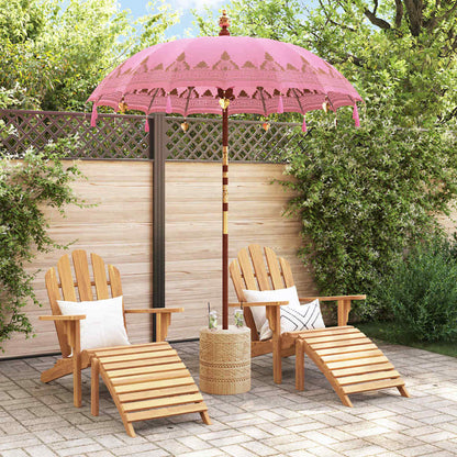 vidaXL Balinese Parasol Pink 180-190 cm Cotton and solid wood