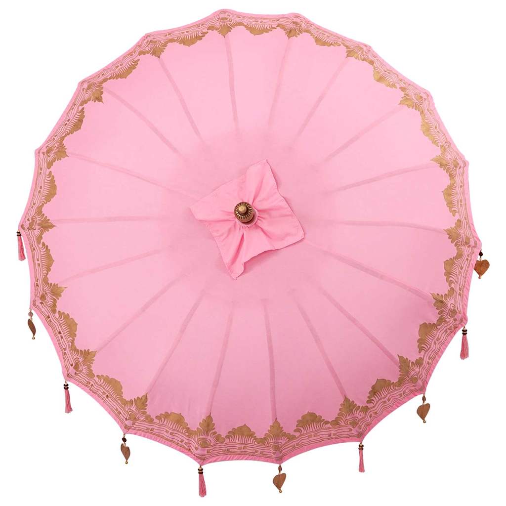 vidaXL Balinese Parasol Pink 180-190 cm Cotton and solid wood