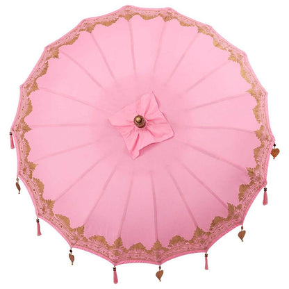 vidaXL Balinese Parasol Pink 180-190 cm Cotton and solid wood
