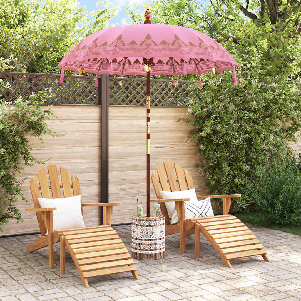 vidaXL Balinese Parasol Pink 180-190 cm Cotton and solid wood