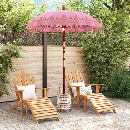 vidaXL Balinese Parasol Pink 180-190 cm Cotton and solid wood