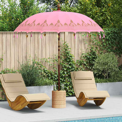 vidaXL Balinese Parasol Pink 215 x 215 x 260 cm Cotton and solid wood