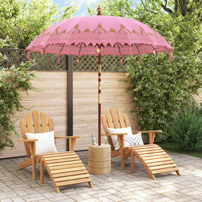 vidaXL Balinese Parasol Pink 215 x 215 x 260 cm Cotton and solid wood