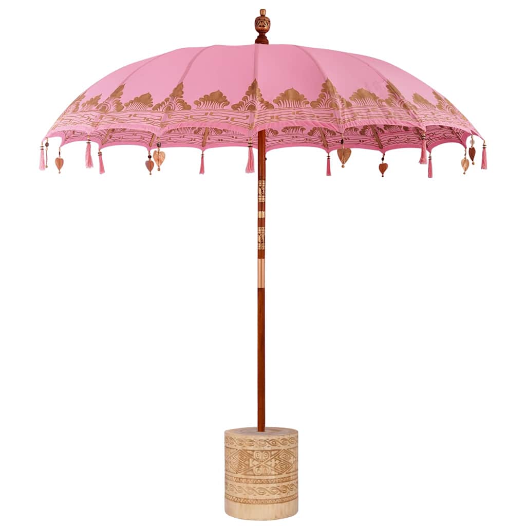 vidaXL Balinese Parasol Pink 215 x 215 x 260 cm Cotton and solid wood