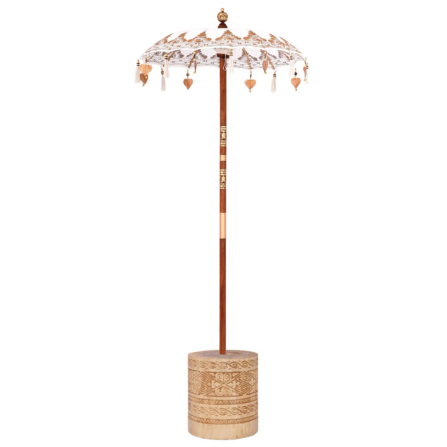 vidaXL Balinese Parasol Cream 95 x 95 x 260 cm Cotton and solid wood