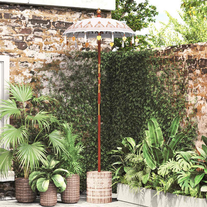 vidaXL Balinese Parasol Cream 95 x 95 x 260 cm Cotton and solid wood
