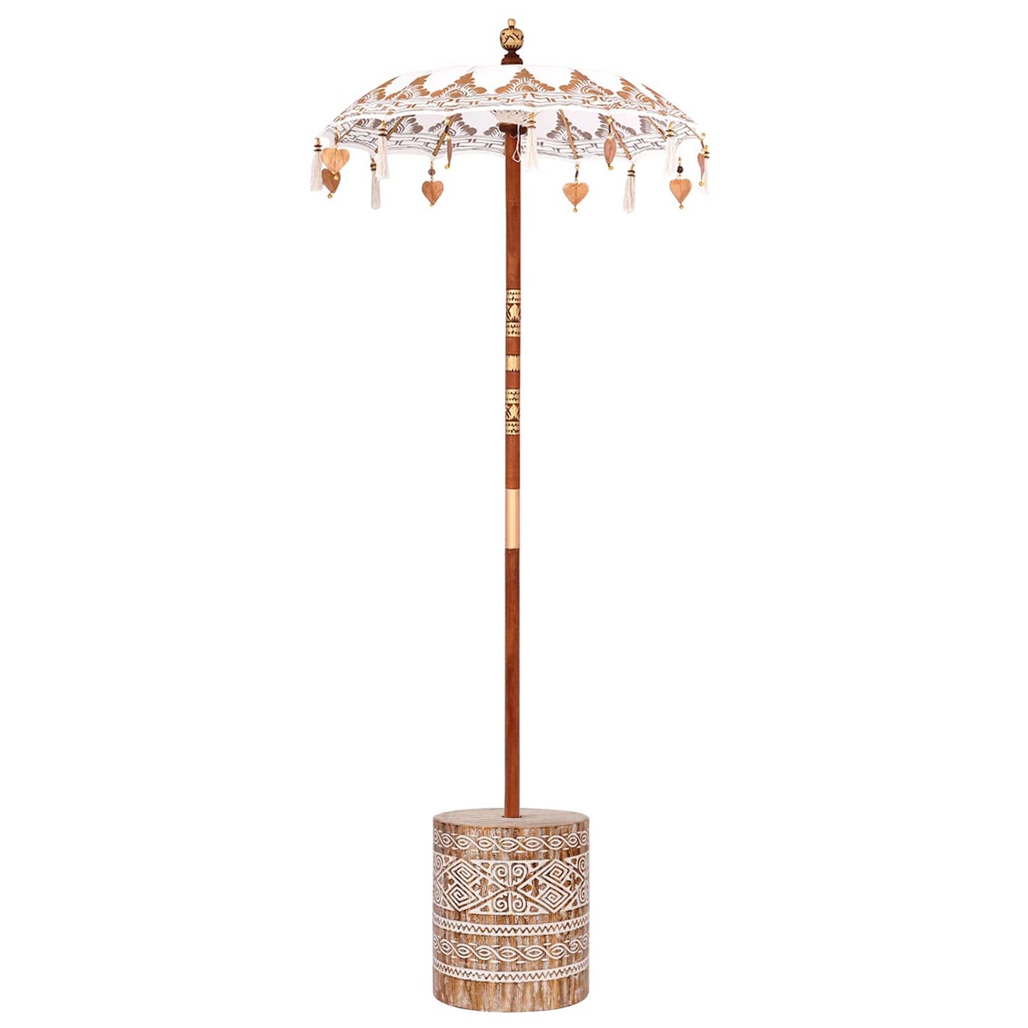 vidaXL Balinese Parasol Cream 95 x 95 x 260 cm Cotton and solid wood