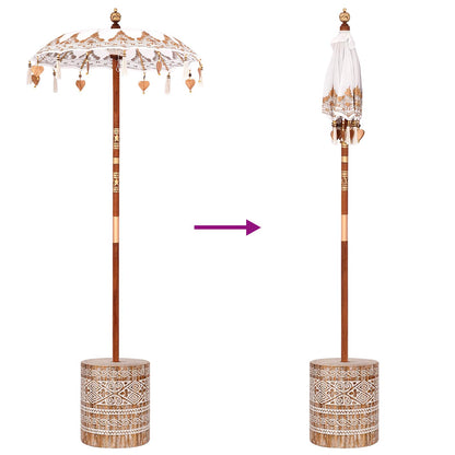 vidaXL Balinese Parasol Cream 95 x 95 x 260 cm Cotton and solid wood