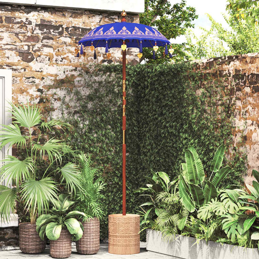 vidaXL Balinese Parasol with Base Blue 95 x 95 x 260 cm