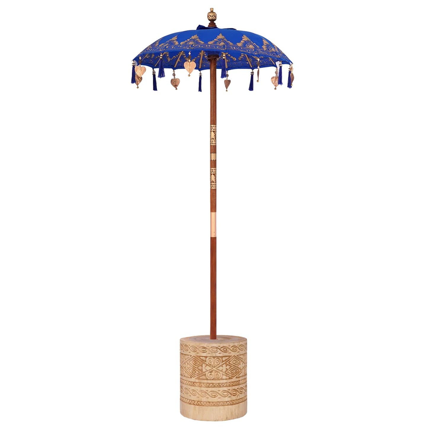 vidaXL Parasol with Base Blue 95 x 95 x 260 cm Cotton and Wood