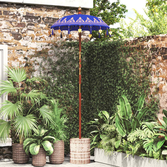 vidaXL Balinese Parasol with Base Blue 95 x 95 x 260 cm