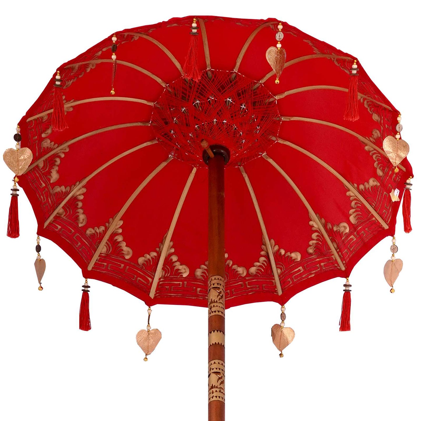 vidaXL Parasol with Base Red 95 x 95 x 260 cm Cotton and Wood