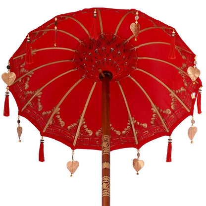 vidaXL Parasol with Base Red 95 x 95 x 260 cm Cotton and Wood