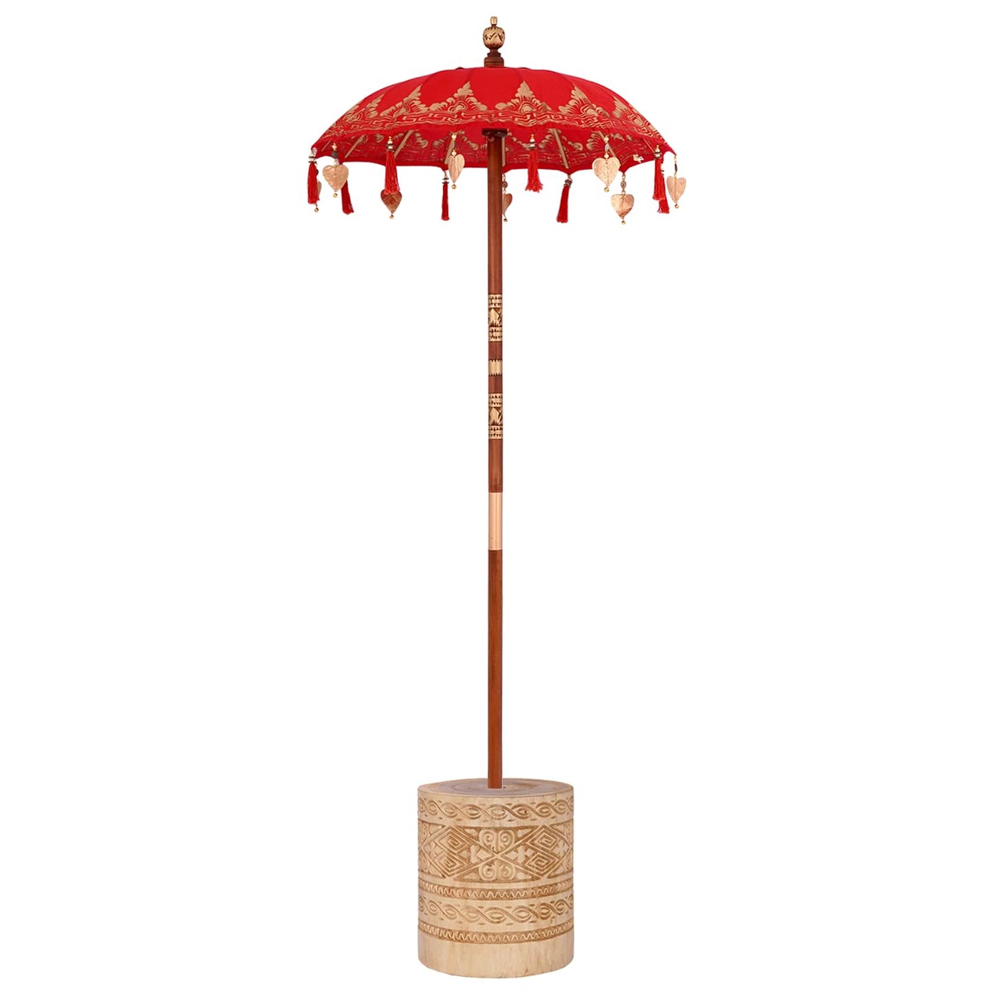 vidaXL Parasol with Base Red 95 x 95 x 260 cm Cotton and Wood
