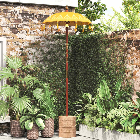 vidaXL Balinese Parasol with Base Yellow 95 x 95 x 260 cm