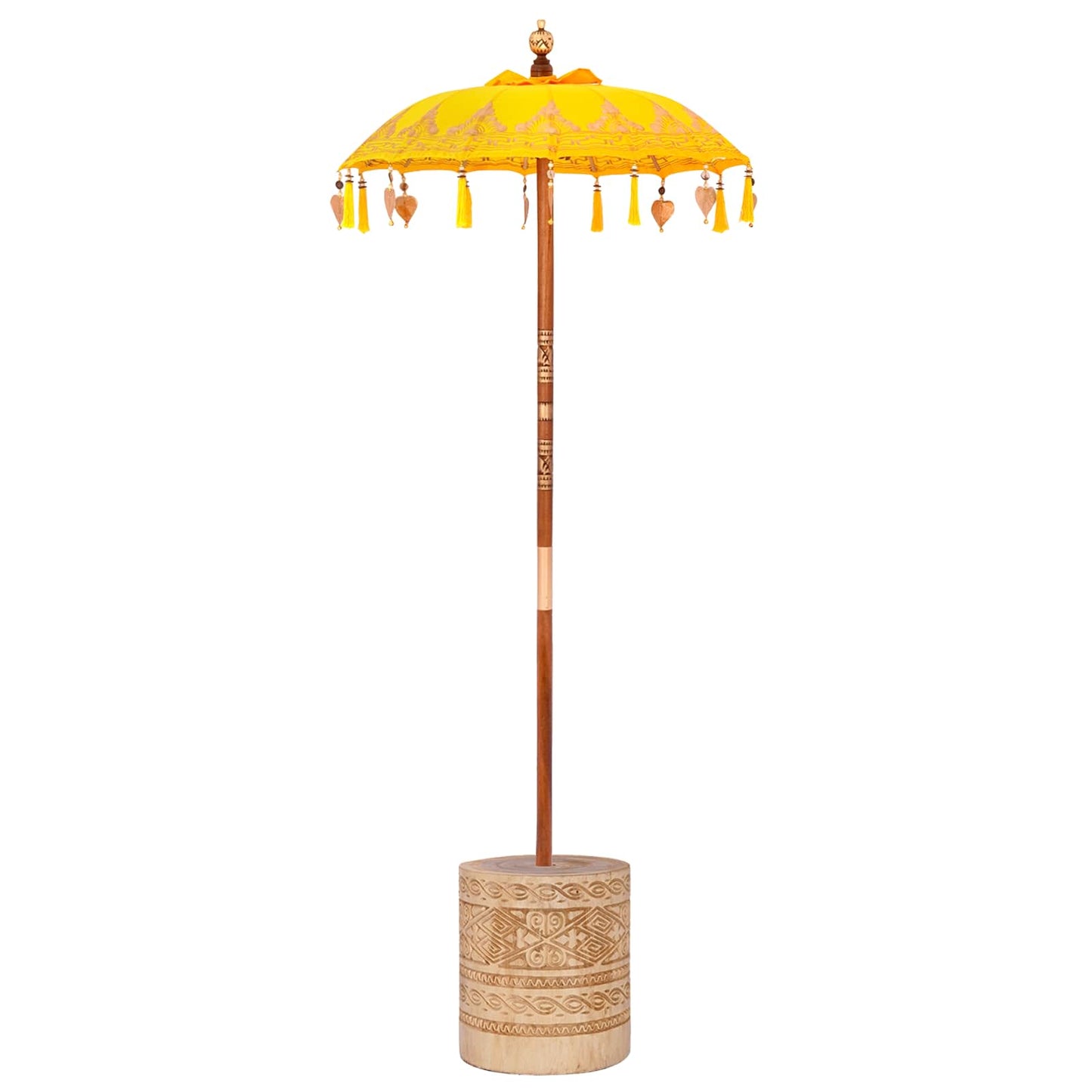 vidaXL Parasol with Base Yellow 95 x 95 x 260 cm Cotton and Wood
