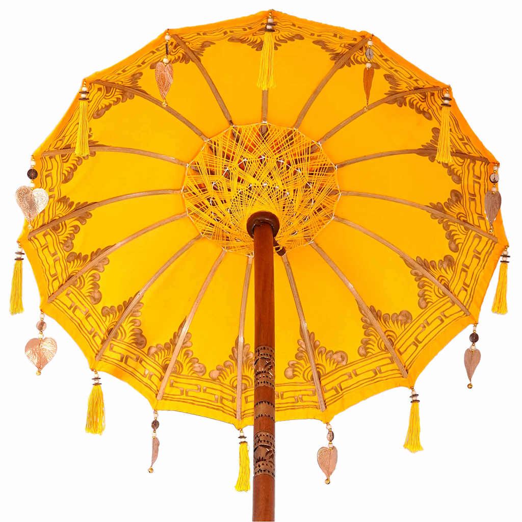 vidaXL Parasol with Base Yellow 95 x 95 x 260 cm Cotton and Wood