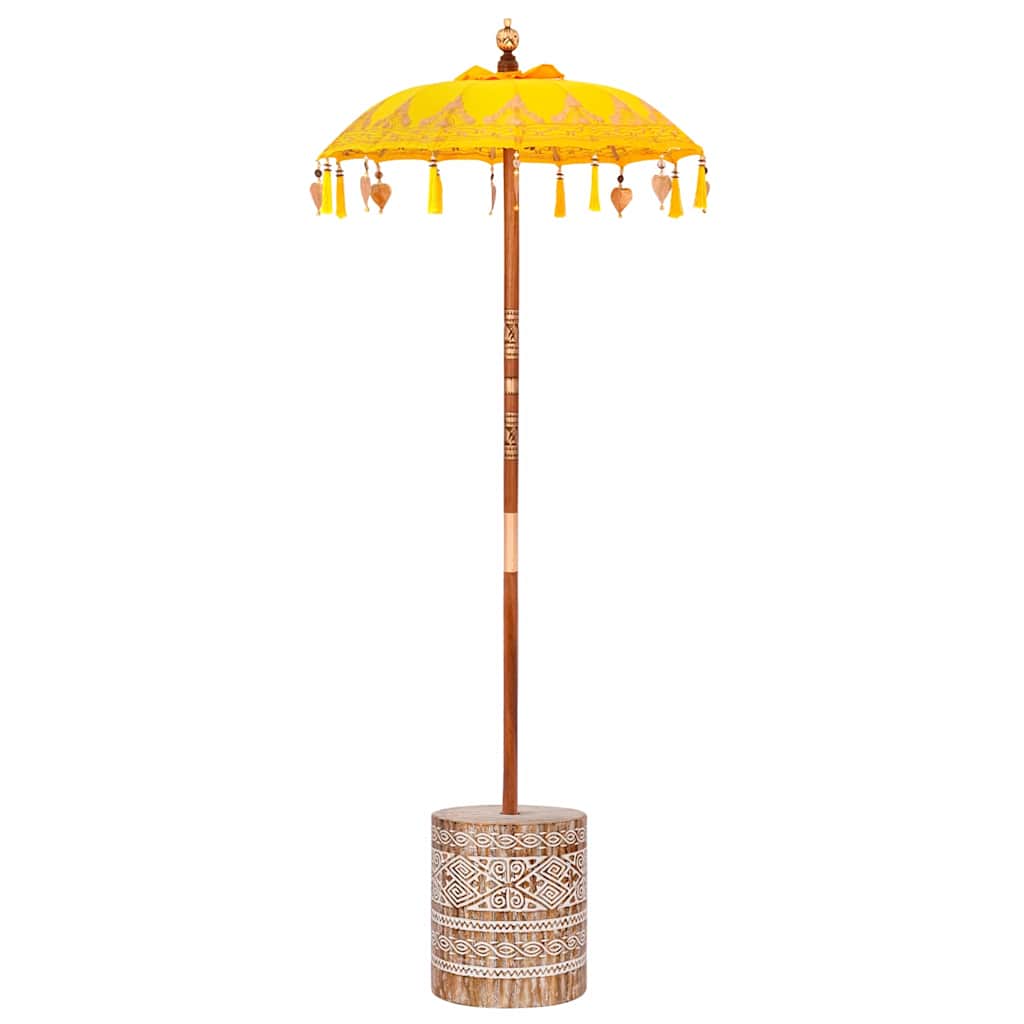 vidaXL Parasol with Base Yellow 95 x 95 x 260 cm Cotton and Wood