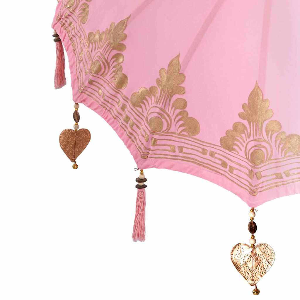 vidaXL Parasol with Base Pink 95 x 95 x 260 cm Cotton and Wood