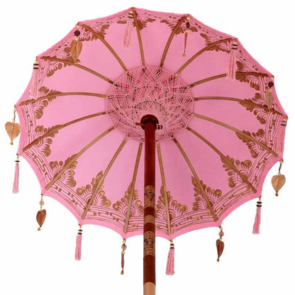 vidaXL Parasol with Base Pink 95 x 95 x 260 cm Cotton and Wood