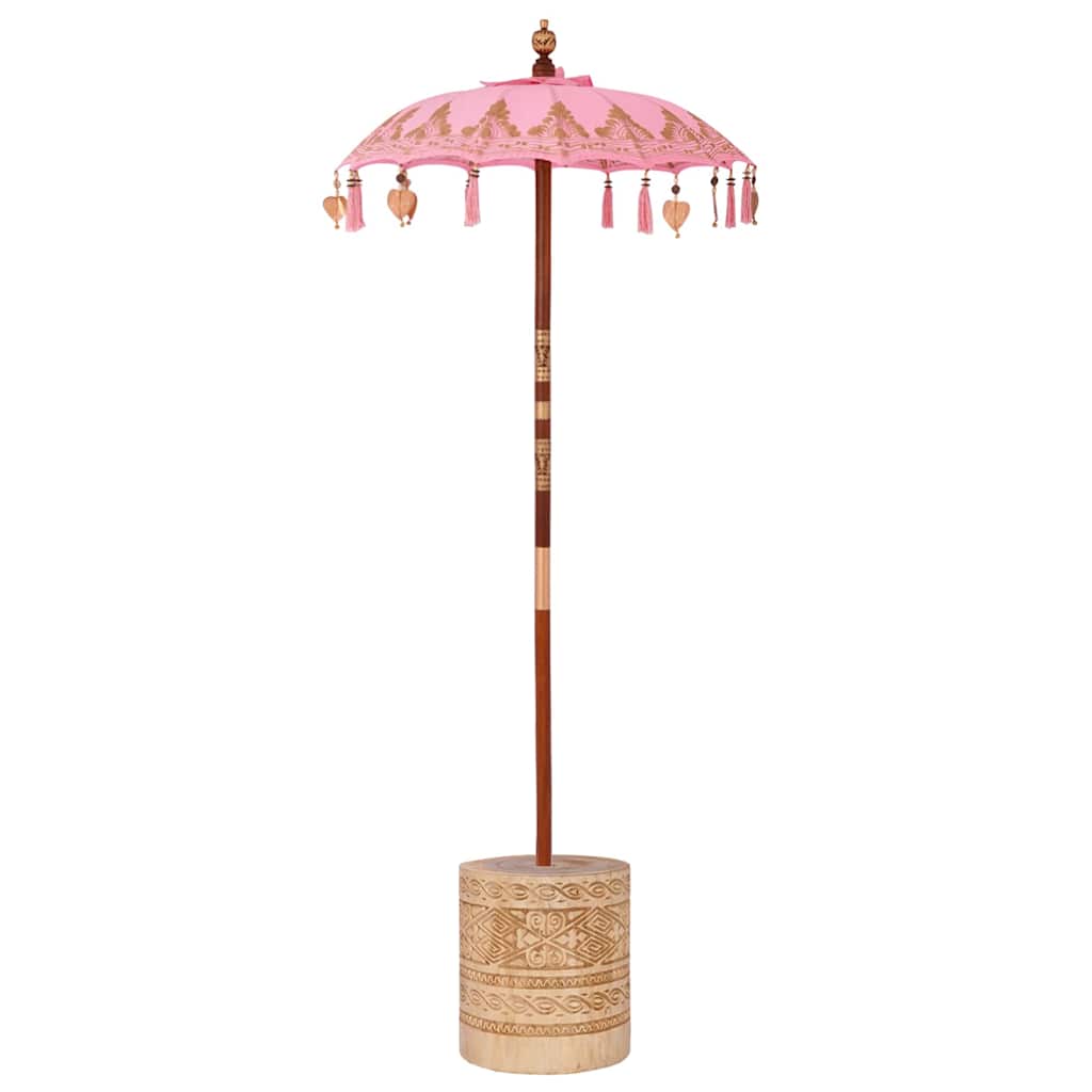 vidaXL Parasol with Base Pink 95 x 95 x 260 cm Cotton and Wood
