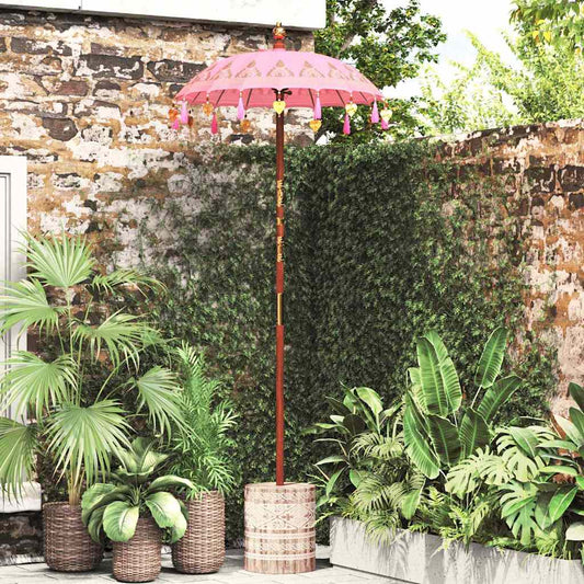 vidaXL Balinese Parasol with Base Pink 95 x 95 x 260 cm