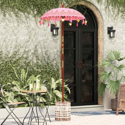 vidaXL Parasol with Base Pink 95 x 95 x 260 cm Cotton and Wood