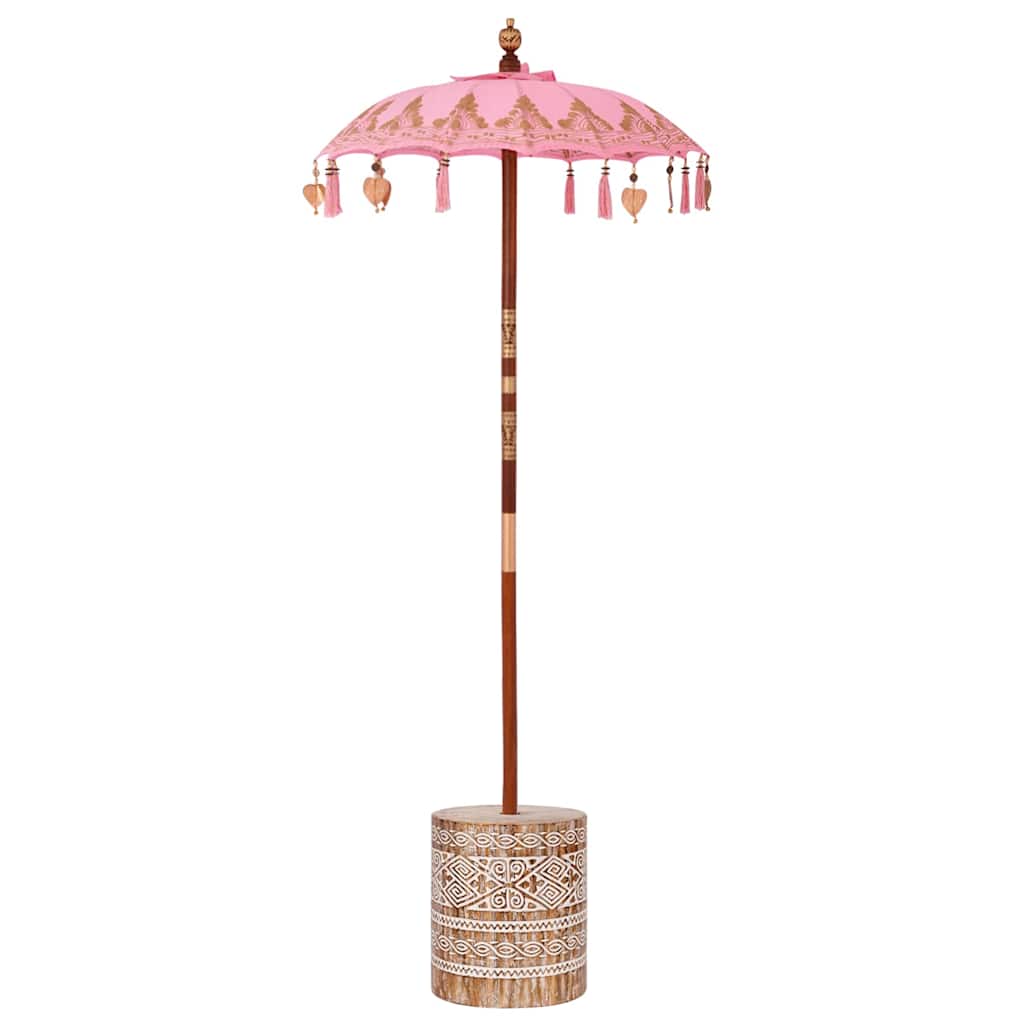 vidaXL Parasol with Base Pink 95 x 95 x 260 cm Cotton and Wood