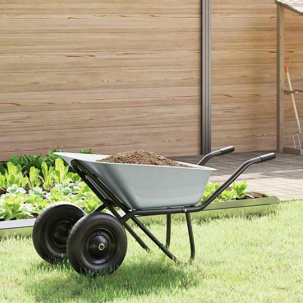 vidaXL Wheelbarrow Silver and Black 137 x 60 x 65.5 cm Steel