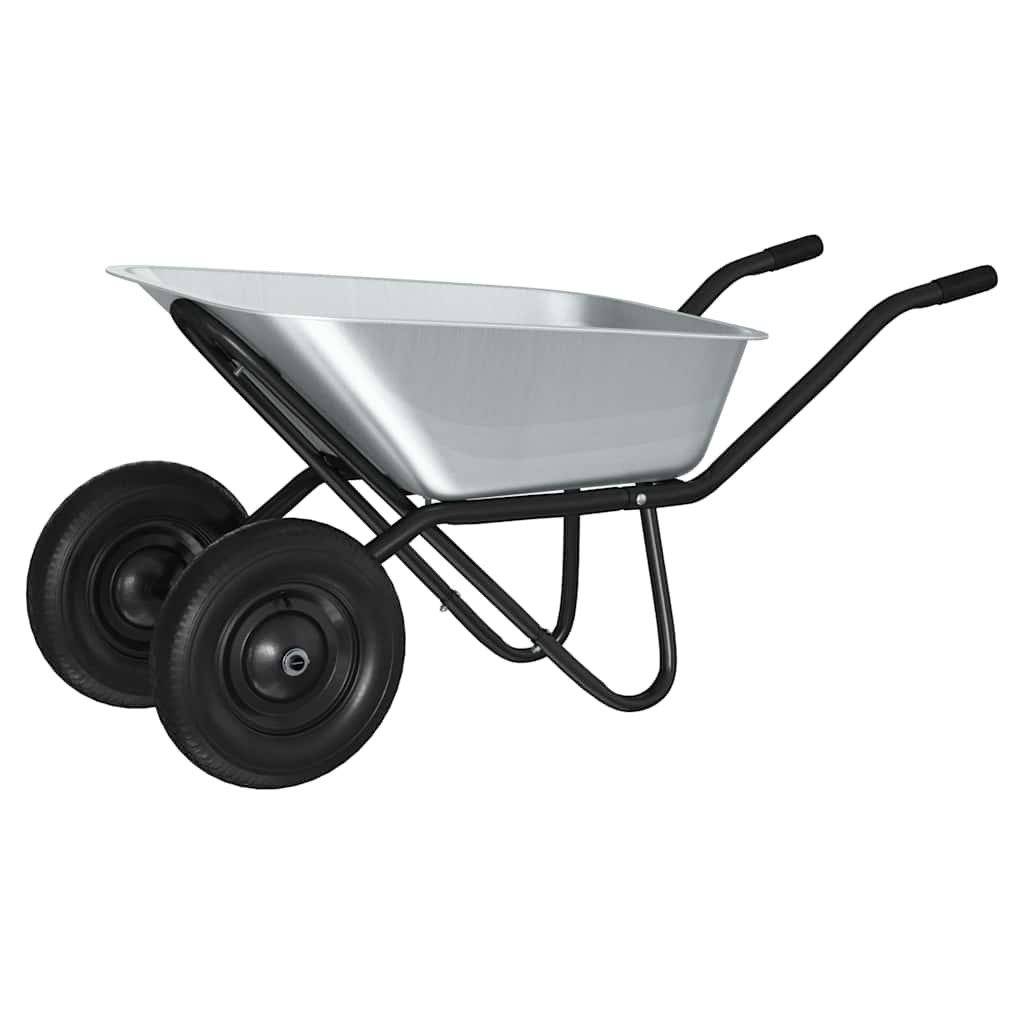 vidaXL Wheelbarrow Silver and Black 137 x 60 x 65.5 cm Steel
