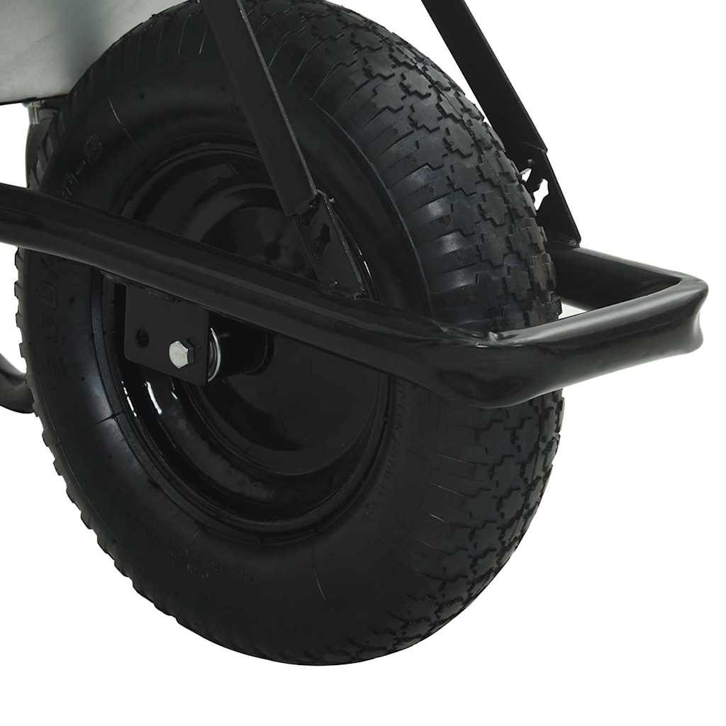 vidaXL Wheelbarrow Silver and Black 141 x 60 x 57 cm Steel