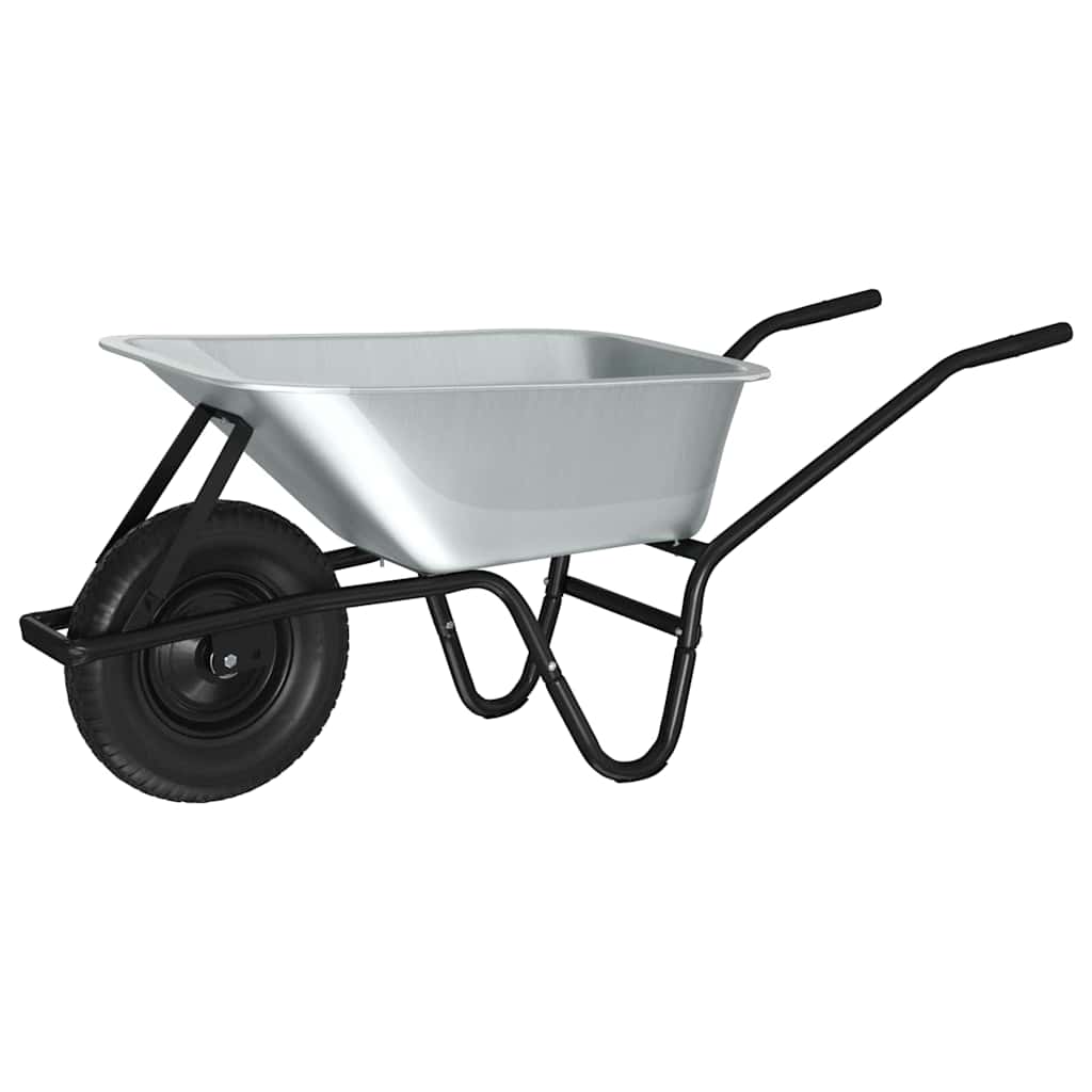 vidaXL Wheelbarrow Silver and Black 141 x 60 x 57 cm Steel