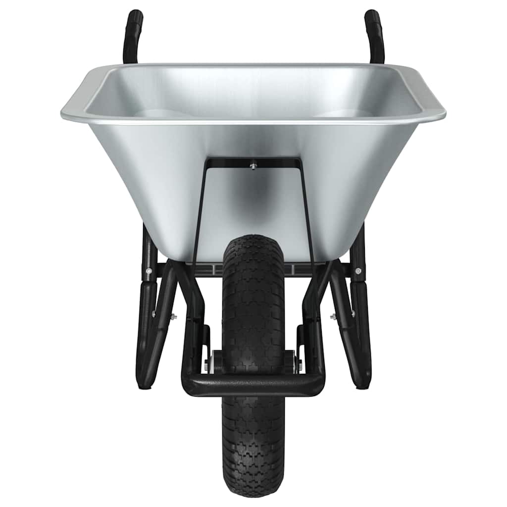 vidaXL Wheelbarrow Silver and Black 141 x 60 x 57 cm Steel