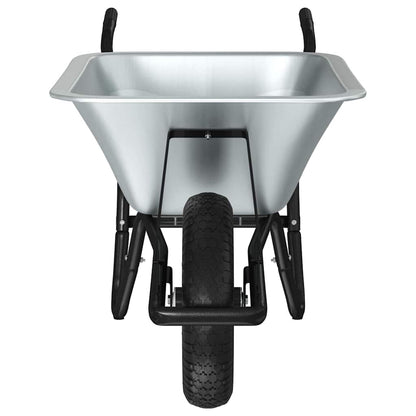 vidaXL Wheelbarrow Silver and Black 141 x 60 x 57 cm Steel