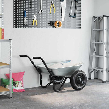 vidaXL Wheelbarrow Silver and Black 124 x 73 x 65 cm Steel