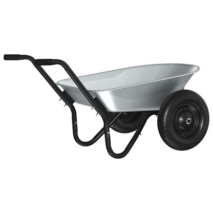 vidaXL Wheelbarrow Silver and Black 124 x 73 x 65 cm Steel