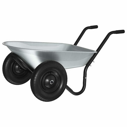 vidaXL Wheelbarrow Silver and Black 124 x 73 x 65 cm Steel