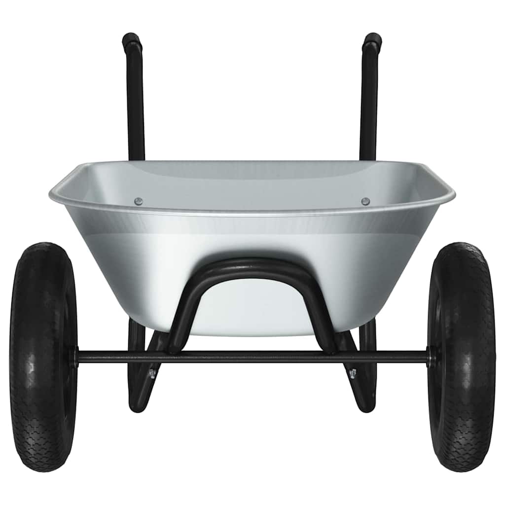 vidaXL Wheelbarrow Silver and Black 124 x 73 x 65 cm Steel
