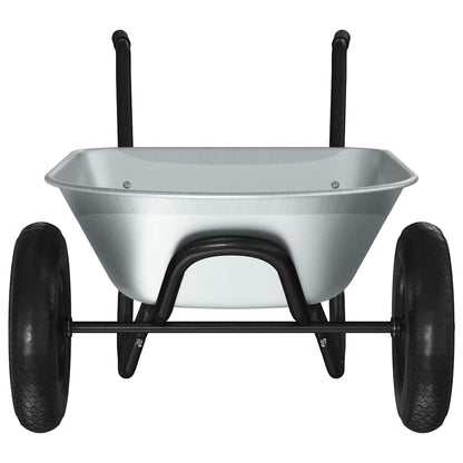 vidaXL Wheelbarrow Silver and Black 124 x 73 x 65 cm Steel