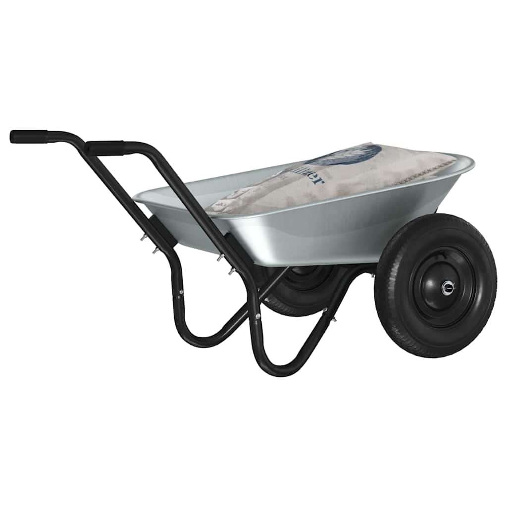 vidaXL Wheelbarrow Silver and Black 124 x 73 x 65 cm Steel