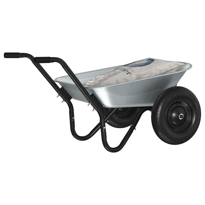 vidaXL Wheelbarrow Silver and Black 124 x 73 x 65 cm Steel
