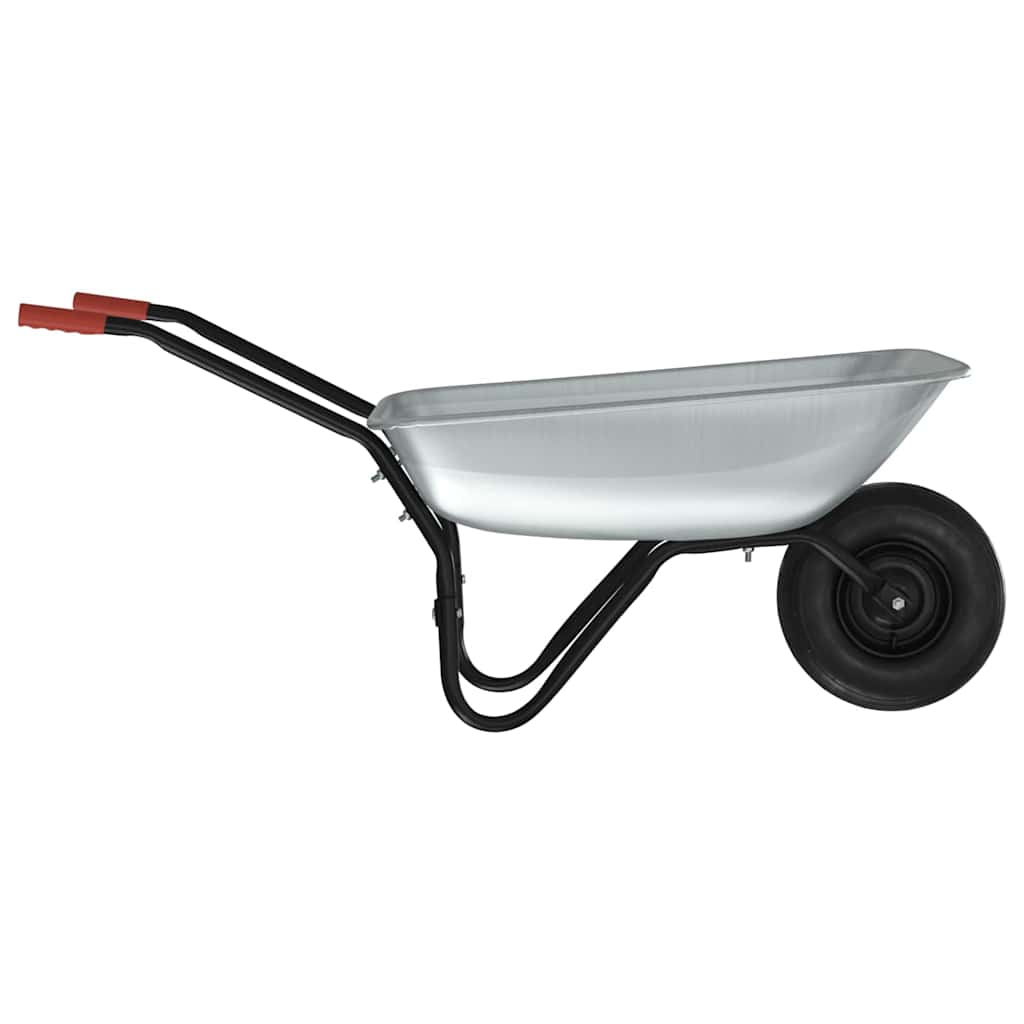 vidaXL Wheelbarrow Silver and Black 133 x 62.5 x 58 cm Steel