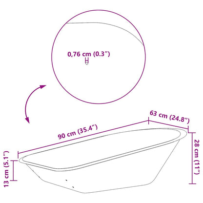 vidaXL Wheelbarrow Tray Replacement Silver 90 x 63 x 28 cm Steel