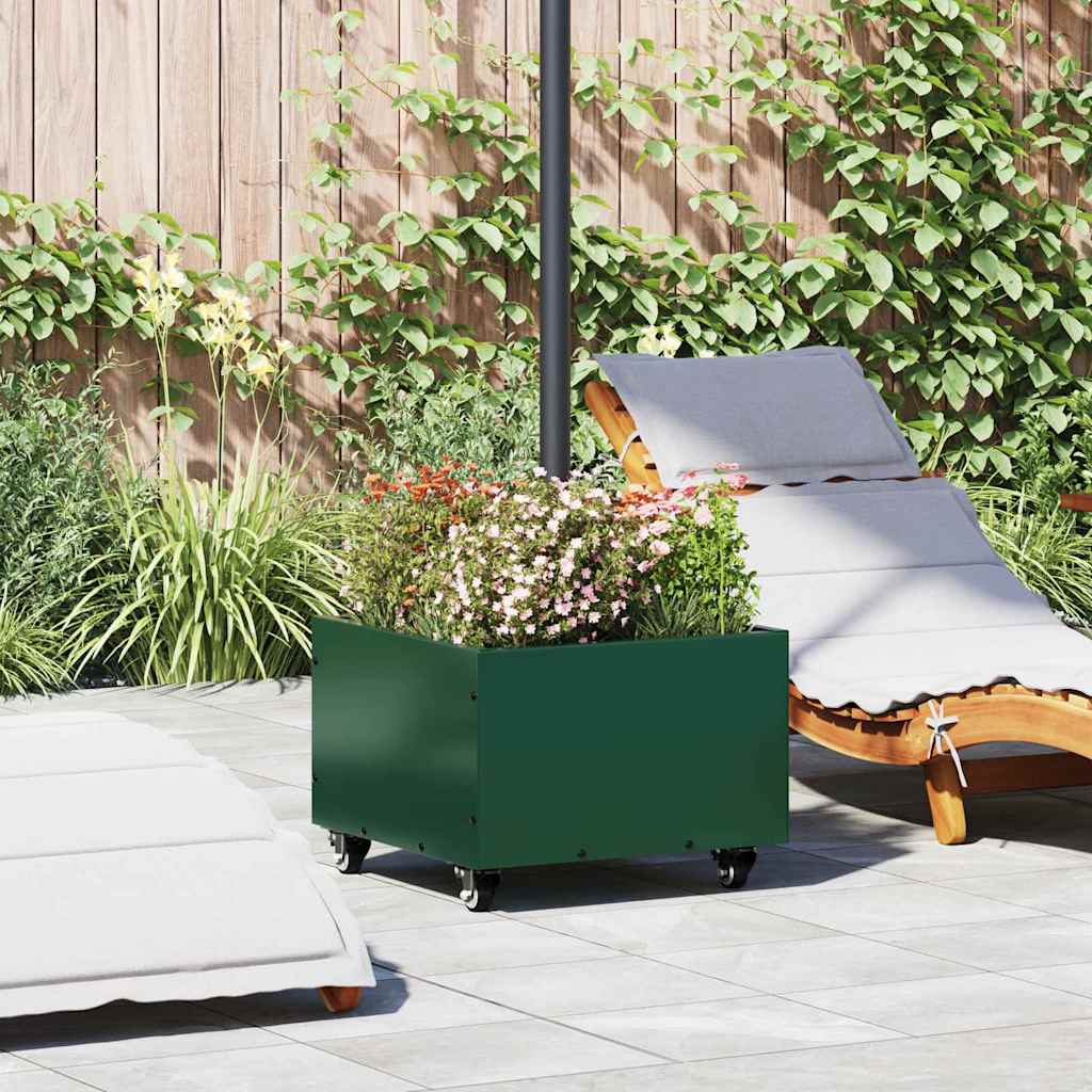 vidaXL Parasol Base Manual Green 45 x 45 x 45 cm Steel