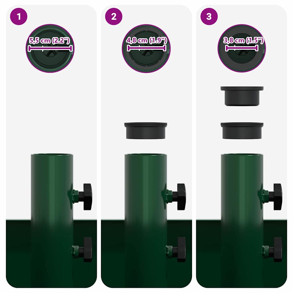vidaXL Parasol Base Manual Green 45 x 45 x 45 cm Steel